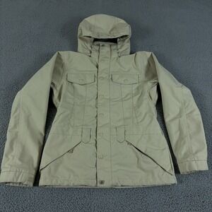 Burton Jacket Womens Small Beige Waterproof Insulated Skiing Snowboarding Hooded